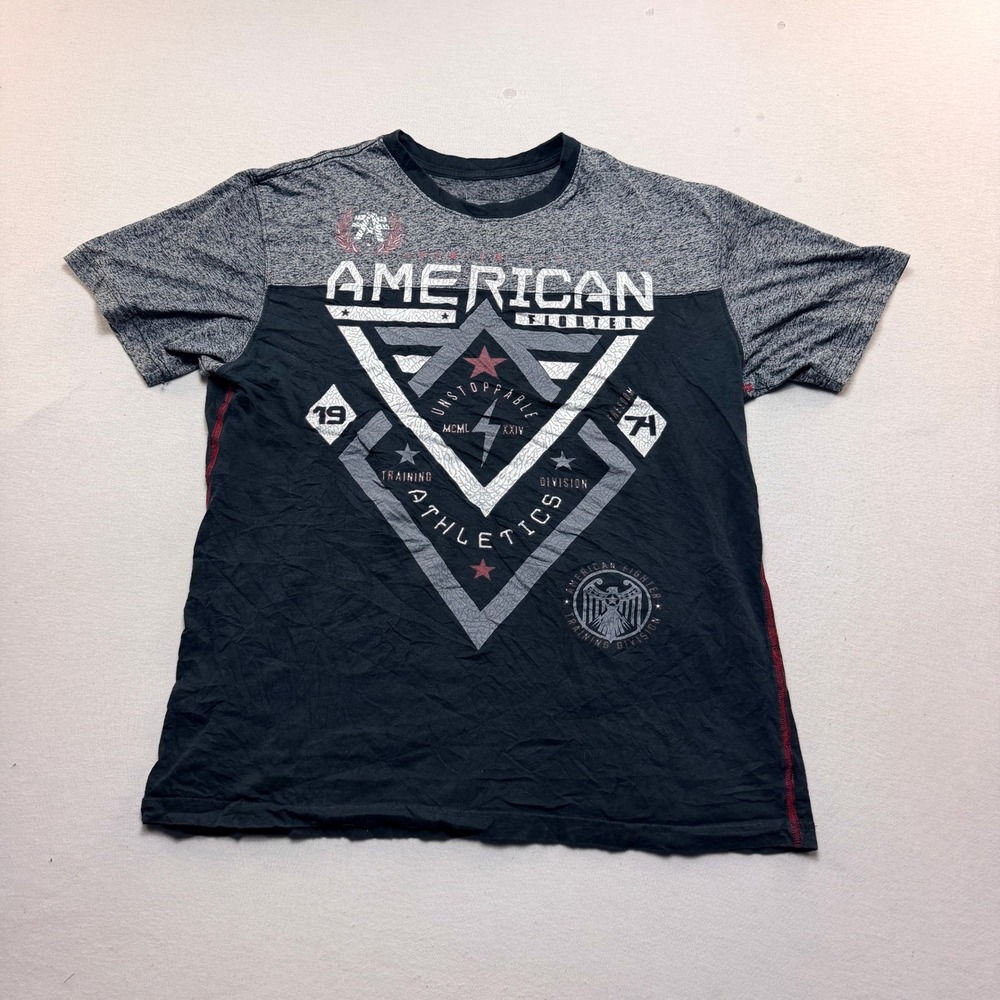 American Fighter T Shirt Mens Extra Large Black Grey Excellent Graphic Athletic